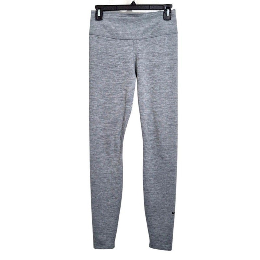 Nike Leggings Medium Gray DRI-FIT High Rise Heathered Waistband Pockets Active